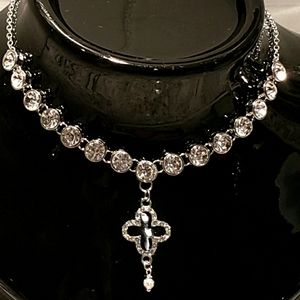 One of a kind designer rhinestone necklace and earring set.